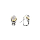 14K Yellow Gold and Sterling Silver 0.11 ct. Diamond Earrings