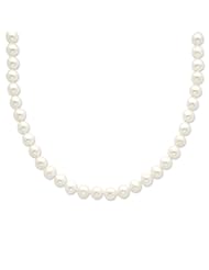 Sterling Silver 18in 7-7.5mm White Freshwater Cultured Pearl Necklace.