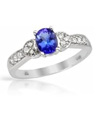 14K White Gold Tanzanite and Diamond Ring -- LIFETIME WARRANTY