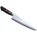 Yoshihiro VG10 16 Layers Hammered Damascus Gyuto Japanese Chefs Knife 8.25 in (Western style Mahogany Handle)