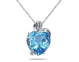 4.75CT Blue Topaz Heart and Diamond Pendant in 14K White Gold