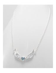 Light Sky Blue Heart CZ Necklace In 92.5 Sterling Silver