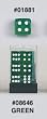 16mm Round Cornered 6-sided Green Translucent Dice with Glow in the Dark Pips