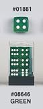 16mm Round Cornered 6-sided Green Translucent Dice with Glow in the Dark Pips