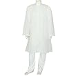 White Cotton Kurta Pajama Embroidered Clothes Size L Chest :43 (chgkp062)
