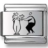 Abstract Man giving Woman Rose Laser Italian Charm