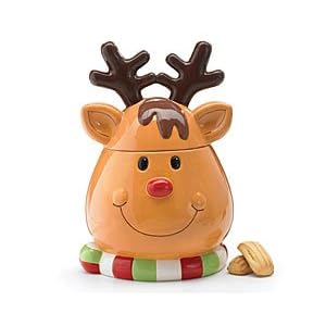 Reindeer Christmas Holiday Cookie Jar Storage For Holiday Christmas Kitchen Decor by