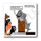 Londons Times Fish Fishing Deep Beneath Cartoons - 12 Step Groupers Drink Like A Fish - Iron on Heat Transfers
