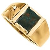 14K Yellow Gold Men's Genuine Bloodstone Ring