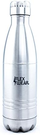 Flexwear 500ml/17 Ounce Double Walled Vacuum Insulated Stainless Steel Water Bottle for Hot or Cold Drinks, BPA Free (Stainless Steel), Hydration Bottle