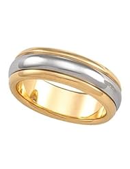 Jewelplus 6mm Two Tone Comfort Fit Design Band 18K Yellow & Platinum