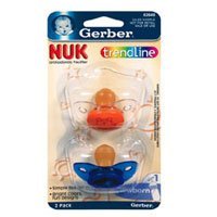 Gerber Nuk Orthodontic Pacifier Simple Button for Newborn, Size 1 2 per Pack