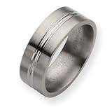 Titanium Grooved 8mm Brushed and Polished Band Ring - Size 8