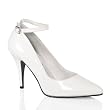 4 Inch Sexy Classic Pump Shoes Womens High Heel Shoes Evening Shoes Ankle Strap White Patent