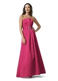 David’s Bridal Satin Strapless Ballgown with Rhinestone Belt Watermelon