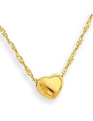 14k Gold 16" Chain with Heart Charm Necklace