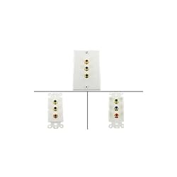 3RCA (Component Video) Wall Plate - White - by Abacus24-7