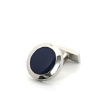 Image of Classic Rounds-Navy / Base metal cufflinks with blue opaque enamel insert, Palladium Plated