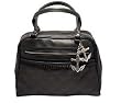 Retro Black Diamond Stitch Vinyl Bowler Bag with Anchor Hardware