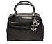 Retro Black Diamond Stitch Vinyl Bowler Bag with Anchor Hardware