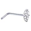 18 Gauge L-Shaped - 14K White Gold Clear 1.5mm CZ Marquise Nose Ring