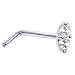20 Gauge L-Shaped - 14K White Gold Clear 1.5mm CZ Marquise Nose Ring