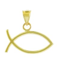 14k Yellow Gold Jesus Christ Charm Cutout Ichthus Fish Pendant