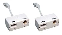 2 x ADSL Microfilter (Twin Pack) - Premium Quality / BT Approved / Broadband & Phone Socket / Male to Female / Adapter / RJ11