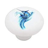 Jumping Marlin Fish Decorative High Gloss Ceramic Drawer Knob