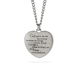 Stainless Steel Serenity Prayer Heart Pendant - 18 inches