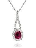 18 Carat White Gold 0.16Ct Diamond and Ruby Pendant on 18 Inch Chain Necklace