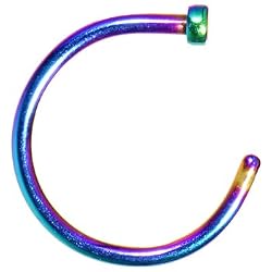 20 Gauge 3/8" Rainbow Anodized Titanium Nose Hoop