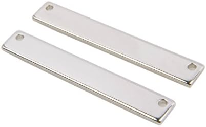 GalaxyStory Rhodium Plated Bar Silver Necklace Rectangle Pendant Charm Upper Hole 20pcs 1.3"(33mm) x0.3"(5mm)