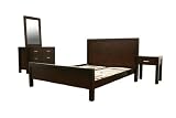 Baxton Studio Charlie 4pc Queen Bedroom Set in Light Cappuccino Rubberwood