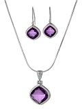 Jewelry : Janice Girardi Sterling Silver Cultured Amethyst Pendant and Earrings Set