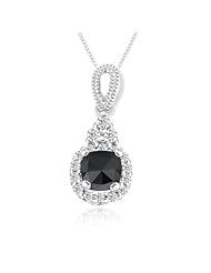 0.60 Cts Black & White Diamond Pendant in 14K White Gold