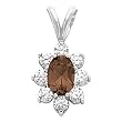14K White Gold Smoky Quartz and Diamond Pendant