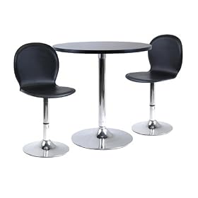 Winsome 93320 3pc Dining Table Set - 29 Inch Round Table and 2 Swivel Faux Leather Chairs... by Winsome