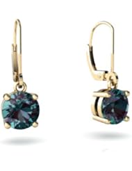 Created Alexandrite 14kt Yellow Gold Lever Back Earrings