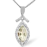 9ct Diamond & Auqa Marine Pendant .