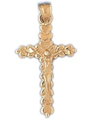 Dazzlers Solid 14k Gold Jesus Christ on Cross Charm Pendant Available in three colors from jewelsberry (weights: 2.9 grams only)