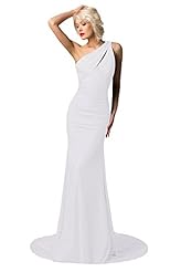 Satin Fitted Open-Back Beaded Ruched Lace Mermaid One Shoulder Sleeveless Floor Length 2015 Prom Dress/Wedding Dress 