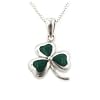 Green Enameled Irish Shamrock Lucky Clover Sterling Silver Pendant with 18" Necklace