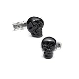 Sterling Silver Hand Painted Black Skull Cufflinks
