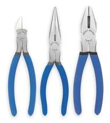 Westward 1UKN9 Plier Set, Dipped Grip, American Nose, 3 PC