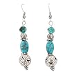 Southwestern Style Turquoise Gemstone Bead and Sterling Silver Swirl Bead Dangle Earrings, 2 1/2" in Length, #7722