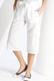 Indigo Collection Pure Linen Cropped Trousers with Belt [T54-4152I-S]