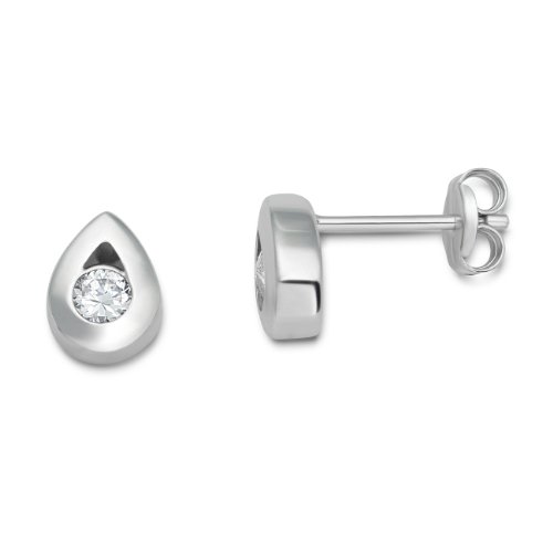 Miore Damen-Ohrstecker Zirkonia 9 Karat 375 Wei&szlig;gold MA967ZE Preisvergleich