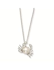 Sterling Silver CZ Cubic Zirconia Freshwater Crab Pearl Necklace - Antique Boutique - Vintage Style - Jewelry