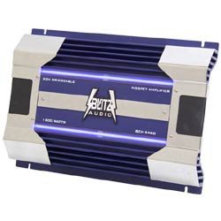 Blitz BZA2460 2 Channel 1600 Watt Bridgeable MOSFET Power Amplifier with Lighted Blue Neon Accent Rods